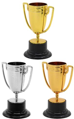 jojofuny 3 Mini Trofei In Plastica Dorata Premi Da 3 Pollici Trofeo Per Bambini Per Calcio Baseball Competizione Sportiva Forniture Per Bomboniere