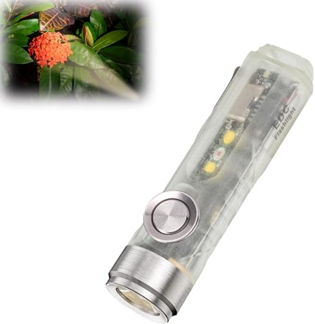 RovyVon A5r Taschenlampe, LED, hoher CRI, 450 Lumen, Mini-EDC Schlüsselanhänger, Taschenlampe mit weiß/rot/weißem Standlicht für Camping, Wandern, Outdoor und Notfall