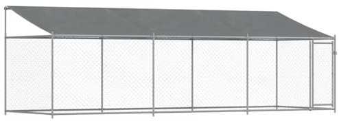 vidaXL Hundekäfig mit Dach und Tür grau 6x2x2m Stahl verzinkt