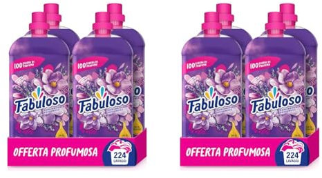 Fabuloso Ammorbidente Lavatrice Concentrato Sensation Magnolia, 224 lavaggi 4x1,25L |Bucato Morbido e Profumato | Profumo di lunga durata | Flacone e tappo sono 100% riciclabili (Confezione da 2)