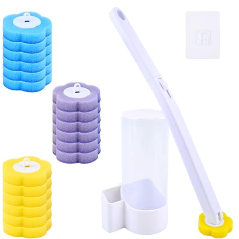 DODUOS Toilet Wand Kit With 18 Refills, Disposable Toilet Cleaning System, Disposable Toilet Bowl Brush for Bathroom, Cleaning Disposable Toilet Brush With Disposable Cleaning Pads