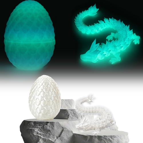 Yueser Drachenei, Leuchtend 3D Gedrucktes Drachenei mit Drache Dragon Egg 3D Drachen Ei Drache Im Ei Dracheneier Drache mit Ei Drachen Figuren Beweglicher Drach Abnehmbare Eierschale Kristalldrachen