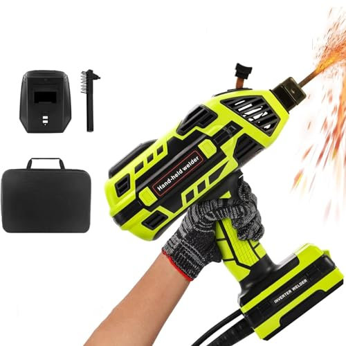 Kindevieft Saldatrice Portatile, Saldatrice Ad Arco Portatile da 120 A, Saldatrice Portatile, Saldatrice Elettrica con Set di Strumenti per Saldatura E Cassetta degli Attrezzi,Green
