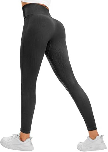 Yaavii Scrunch Leggings für Damen Push Up Sportleggings Hohe Taille Sporthose für Yoga Gym Workout Schwarz S