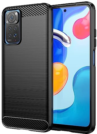 owlhold Hülle für Xiaomi Redmi Note 11 / Note 11S Karbonfaser Design Handyhülle Dünne Weiche TPU Silikon Material Schutzhülle stoßfeste Case Kratzfeste Cover für Xiaomi Redmi Note 11/ Note 11S Schwarz