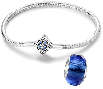 LNQOBU 925 Sterling Silver Snake Charm Bracelet,Happy Family Bracelets, Heart Shape Bracelet Clasp for Womes or Girls Jewellery Gift