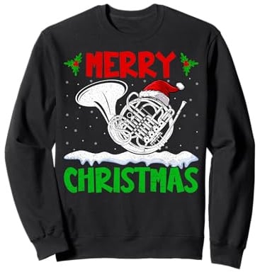 Merry Christmas - French Horn Marching Band Musician Xmas Sweatshirt