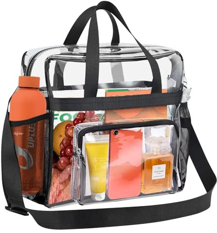 NLONLL Durchsichtige Tasche Durchsichtig Transparent Tragetasche Transparente Tragetasche Clear Bag Transparente Handtasche PVC Durchsichtige Handtasche für Bibliothek, Fitnessstudio (31x30x15cm)