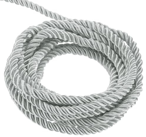 QUARKZMAN 3 Hilos Adorno de Cordón Trenzado 11 Yardas 5mm Cuerda Plata 10m | Trenzada Brillante, para Bolsas de Regalo Cortinas Decoración Navideña
