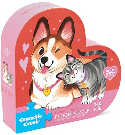 Crocodile Creek Jigsaw Puzzle, 36 Piece for Kids 3 Years and Up, Heavy-Duty Shaped Box for Storage, Finished Puzzle Size 18 x 18 inches, Friends Fur-Ever