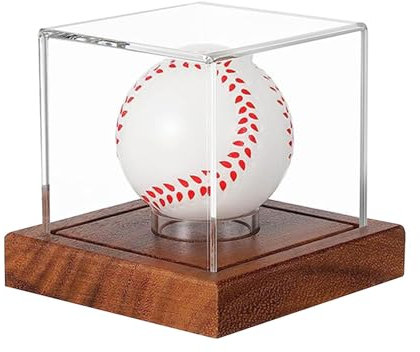 Baseball Display Box, Autograph Ball Showcase, UV Protected, Wood Base Design, Clear Case for Official Size Baseball, Ideal for Collectors and Sports