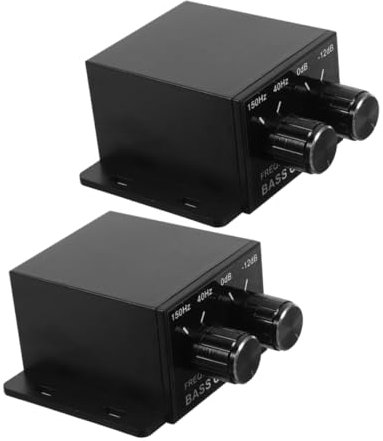 Amosfun 2 Stück Auto -Audio -Regler Verstellbarer Audio-Potentiometer Audio-Controller Auto-Audio-Potentiometer Tiefer Bassverstärker Bassknöpfe Universelle Lautstärkeregler Abs Black
