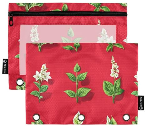 Cute Hosta Red Binder Pockets Storage Bag for Rings Binder Storage with Zipper for Office Office Organizer