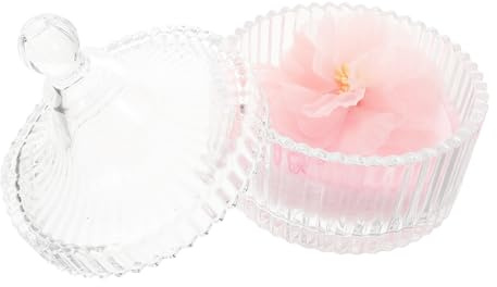 ADOCARN Wiederverwendbare Kosmetische Puderquaste Mit Glasbehälter Schleifen-blumen-design Aufbewahrungsbox Für Make-up Babypuder Beidseitig Nutzbar Für Losem Puder