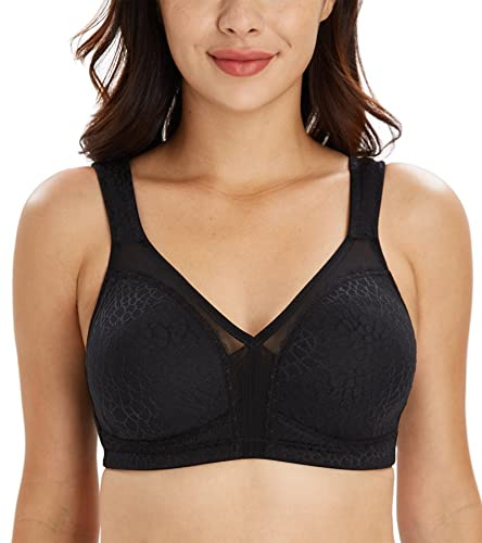 Lemorosy Reggiseno Minimizer Donna Coppe Piene Senza Ferretto(3C,Nero)