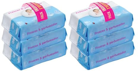 480 lingettes humides de nettoyage bébé fraîches et parfumées Deliplus à l'aloe vera | Pack économique [6 x 80 = 480 lingettes]