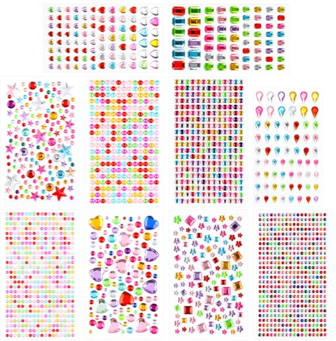 2700pcs Gem Stickers, Sticky Gems for Crafts Kids, Self Adhesive Rhinestone Stickers, Gems for Crafting DIY & Decoration