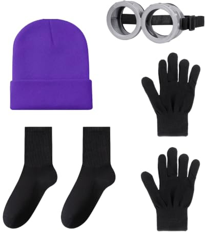 Orizizhic Violett Karneval Kostüm Cosplay für Erwachsene Enthalten Hut Handschuhe Okulare Beinsocken für Party Karneval Faschingskostüme für Damen Herren