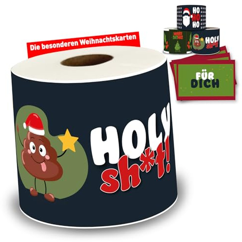Weihnachtskarten Set „Weihnachten“ – 3 Banderolen mit Karte für Toilettenrollen – lustige und besondere Karte, Hohoho, Holy Sh*it, Merry Sh*itmas Geschenk Mitbringsel Kleinigkeit Weihnachtsgruss