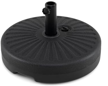 GOPLUS Pied de Parasol, Support Parasol Lourd pour Mât de 40/48 mm, Remplissable d'eau 22kg/ Sable 25kg, Base Lestée en HDPE pour Jardin Terrasse Balcon