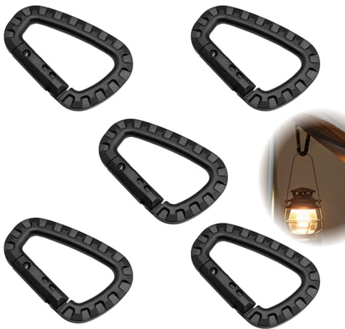 5 PCS Karabiner Kunststoff, D Karabiner Schwarz Plastik Groß Leichtes Zubehör Für Wander Ausrüstung Rucksack Outdoor Alltag Plastic Carabiner Mit Federmechanismus