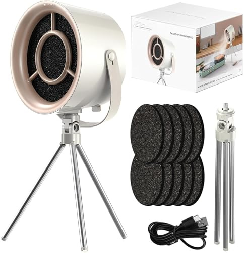 Portable Extractor Fan Kitchen, Desktop Cooker Hood with 3 Speeds, Removable Washable Filter, Includes 10 Replaceable Filters for Home BBQ