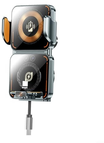 Kfz Handyhalterung mit 66W Kabelloser Ladefunktion, Automatische Infrarot-Sensor Öffnung, Lüftungsgitter Halterung für Smartphone, Kompaktes Design Schwarz