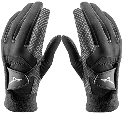 Pair of 2018 Mizuno ThermaGrip Ladies Thermal Playing Golf Gloves Black Medium