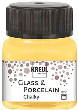 KREUL 16632 - Vidrio y Porcelana Chalky Yellow azafrán, 20 ml vidrio, suave - pintura mate al agua para vidrio y porcelana, de secado rápido, opaca