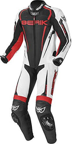 Berik Race-X 1-Teiler Motorrad Lederkombi, schwarz/weiß/rot, 50