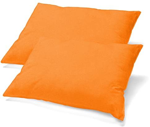 CelinaTex BeBasic Kissenbezug Doppelpack 40 x 80 cm orange Mikrofaser Kopfkissen Bezug Jersey
