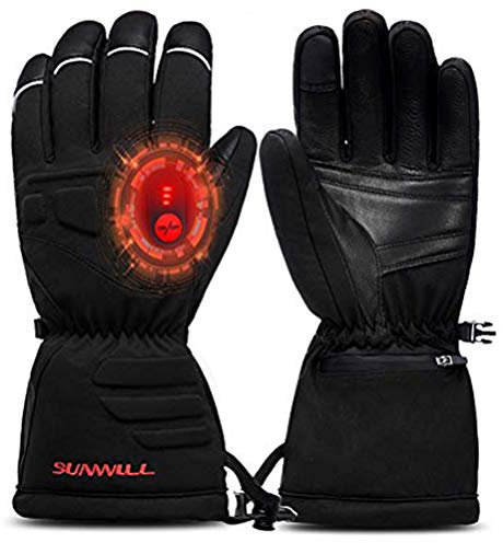 Gants Chauffants Moto Rechargeable, Gants Hiver avec Batterie 7,4V 2200mAh pour Homme Femme, Gants Chauffants Électriques pour Ski de Neige Moto Camping Randonnée Arthrite Maladie de Raynaud