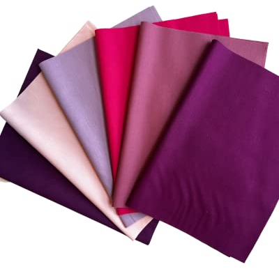 babrause® Stoffpaket Patchwork Baumwollstoffe 12 x (25x35cm) (Rosa Lila Pink Uni)
