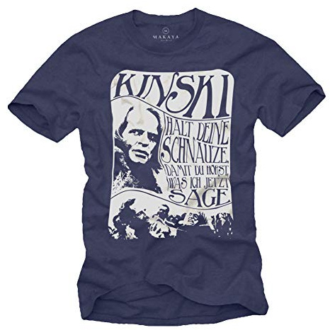 MAKAYA Cooles Fun T-Shirt mit Spruch - Klaus Kinski - Blau Größe S