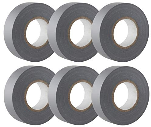 GTSE - Isolierband Grau - 19 mm x 20 m - strapazierfähiges, selbstklebendes Isolierband - zum Schutz, Bündeln und Reparieren von Kabeln - 6 Rollen