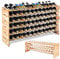 RELAX4LIFE Botellero Vino de Madera de Pino para 72 Botellas con 6 Niveles, Vinoteca Apilable con Diseño Inclinado para Cocina, Salón, Bodega, Bar, Garrafeira, Carga 18kg/Nivel, 119x29x71,5cm, Natural