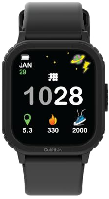 Cubitt Jr. Smartwatch Fitness Tracker, 1.75 AMOLED – Obsidian Black | For Kids and Teens with Games, Step Counter, Sleep Monitor, Heart Rate Monitor, Calculator, Activity Tracking, Waterproof