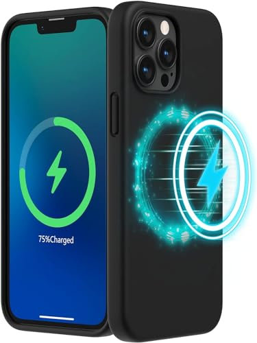 SURPHY Magnetic Case Designed for iPhone 13 Pro Max Case (6.7 inch 2021 Release), with Microfiber Lining Liquid Silicone Phone Case for iPhone 13 Pro Max (Black)