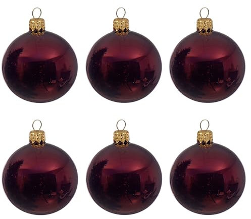 Kaemingk Weihnachtskugeln Glas 6cm mundgeblasen 6er Box Christbaumkugeln Weihnachtsbaumkugeln für Weihnachtsbaum zu Weihnachten - Christbaumschmuck & Weihnachtsbaumschmuck Ochsenblut glänzend