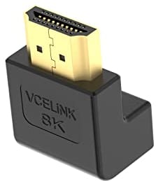 VCELINK 8K Adaptador HDMI 270 Grados Chapada en Oro Adaptador HDMI 2.1 Curvo Conector Codo HDMI Acodado para HDTV, Switch, Laptop, PS4, Xbox
