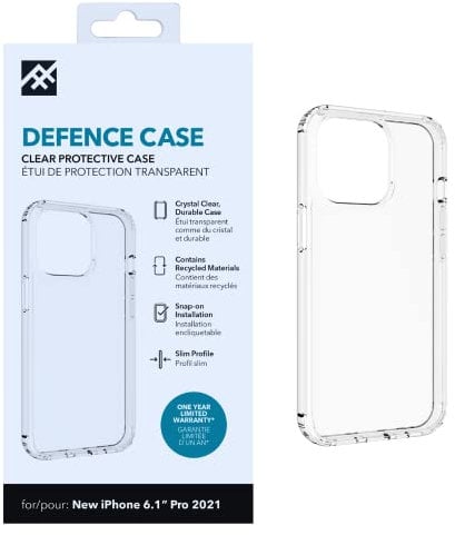ZAGG iFrogz Defence Protective Case Compatible with iPhone 13 Pro, Durable, Snap On, Smudge Resistant, Slim, Recycled, Clear