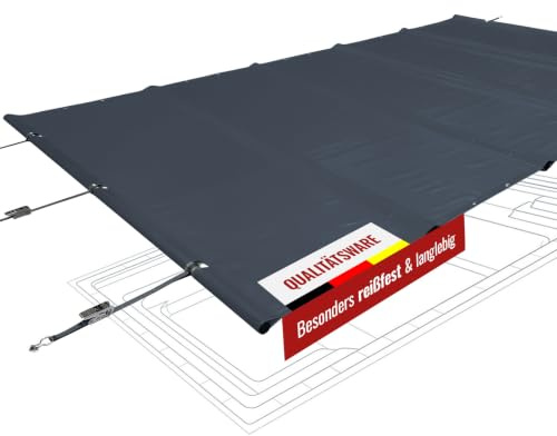 ANKO PLANEN Rechteckige Poolplane Rollschutz 680g/m² - für Sommer & Winter - Poolabdeckung rechteckig - wasserdicht & UV-beständig - anthrazit RAL7016-3m x 5m