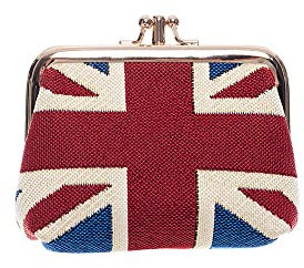Signare Tapisserie süße exquisite Doppeltasche Kiss Lock Münzgeldbörse für Frauen mit Union Jack britischem Design (Union Jack, FRMP-UJ), blau