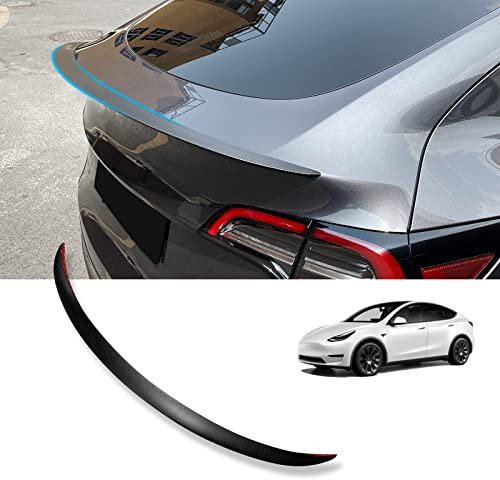 für Tesla Model Y Spoiler Aus Echter Kohlefaser, Heckspoiler kompatibel mit Tesla Model Y (Fibre de Carbone Mate)