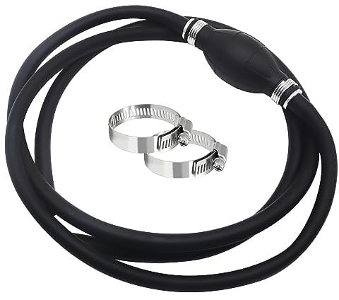 OXCANO Fuel Line Assembly 3/8 6FT Fuel Line Marine Outboard Tank Fuel Hose Line Assembly with Hand Bulb Primer Pump Steel Clamps for Marine Outboard Boat Motor RVs Fuel Assembly