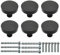 FralnFit Cabinet Knobs Set, 6Pcs Black Handles for Cupboards, Matt Black Cupboard Handles, Aluminum Alloy Wardrobe Door Knobs with 6 Screws, Round Drawer Knobs for Bedroom Kitchen Bathroom (Black)