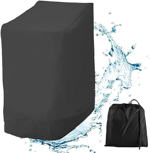 OROMYO Funda para Sillas Apilables de Jardin 210D Oxford Impermeable Funda Protectora para Sillas Apilables 114x85x65 cm Funda Sillas Jardin Apilables con Cuerda Ajustable para Patio Exteriores (1)