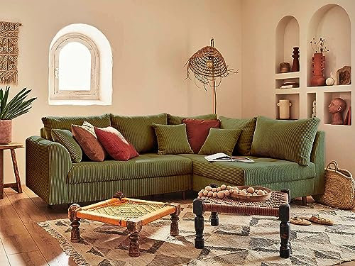 Lisa Design Rune – Ecksofa rechts – 4-Sitzer – aus Cord Grün