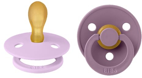 BIBS Colour Symmetrical Schnuller 2er Pack, BPA-frei Dummy-Schnuller, Symmetrischer Nippel. Naturkautschuk/Latex, Hergestellt in Dänemark, Größe 2 (6-18 Monate), Violet Sky/Mauve