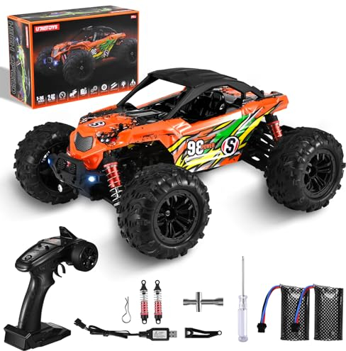 Aomdom Ferngesteuertes Auto 1:16 45 km/h Funkfernsteuerung Monstertruck Buggy 4WD RC Auto RC Monster Truck mit 2 wiederaufladbaren Batterien für Jungen und Erwachsene